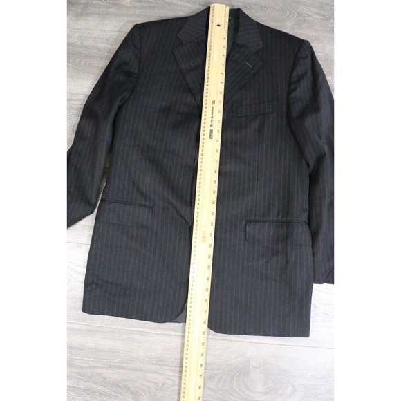 Canali Mens Pinstripe Three Button Suit Black Wool Size 52R X 36 - Picture 7 of 16